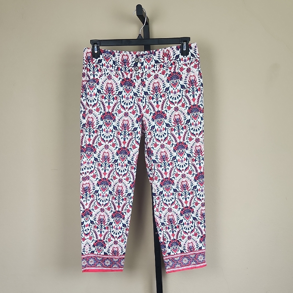 LOFT Women's Capris with Pink and Blue Floral Pattern